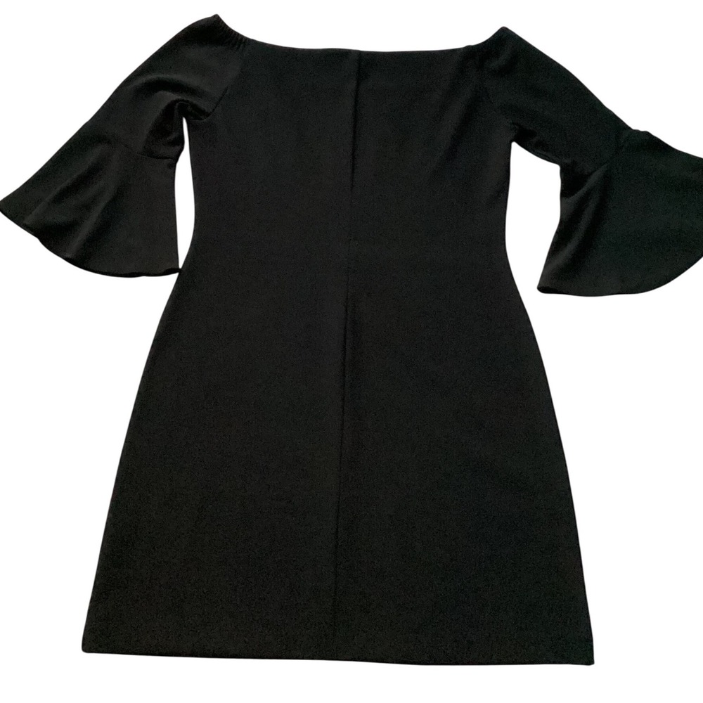 Boston Proper Black Dress Small Off The Shoulder Bell Sleeve Cocktail